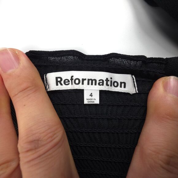 NEW Reformation Cammi Dress Black Whimsigoth Cottagecore Romantic French Girl 4 - Picture 2 of 6